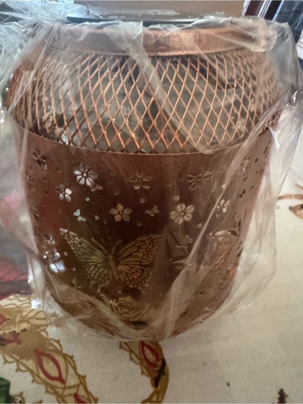Decorative Copper Butterfly Lantern - Brown